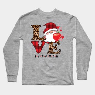 funny love valentines day shirts for teachers gnome squad student Long Sleeve T-Shirt